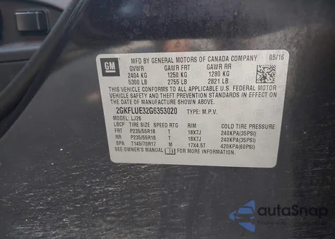2016 GMC Terrain Slt from USA, damaged, VIN 2GKFLUE32G6353020